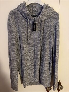 Express Men's Marled Gray Crewneck Hoodie Sweater